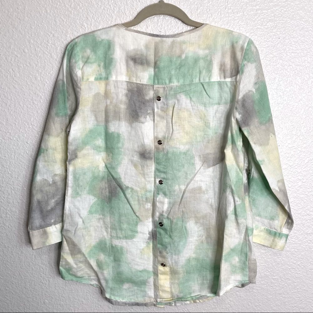Jm Collection Linen Abstract Print Button Down Sh… - image 8